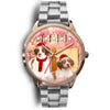 Brittany Dog Christmas Special Golden Wrist Watch-Free Shipping