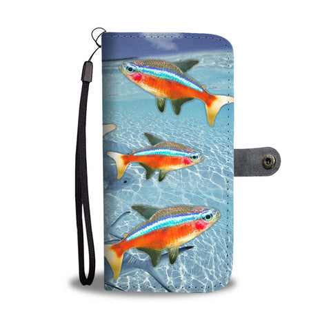 Neon Tetra Fish Print Wallet Case-Free Shipping