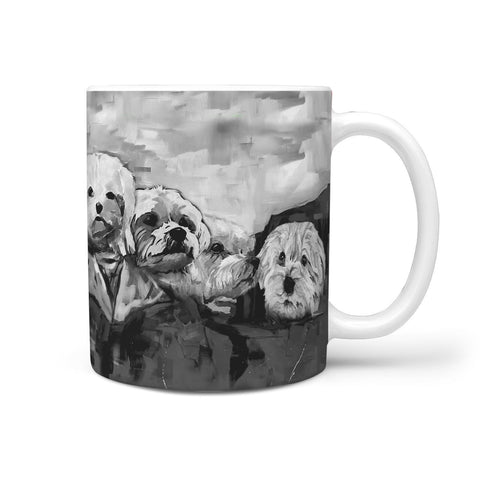 Maltese Dog Black&White Mount Rushmore Print 360 Mug