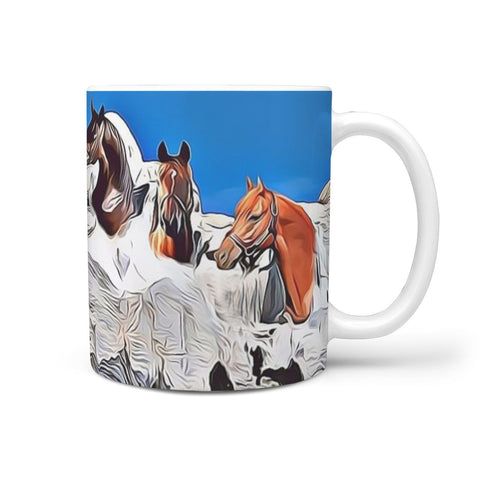 Thoroughbred Horse Mount Rushmore Print 360 White Mug