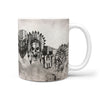American Skull On Mount Rushmore Premium Sketch Print 360 Mug