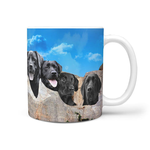 Black Labrador On Mount Rushmore Print 360 Mug