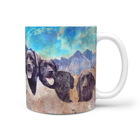 Black Labrador On Mount Rushmore Watercolor Art Print 360 Mug