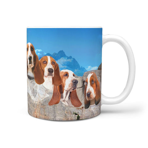 Basset Hound On Mount Rushmore Print 360 Mug