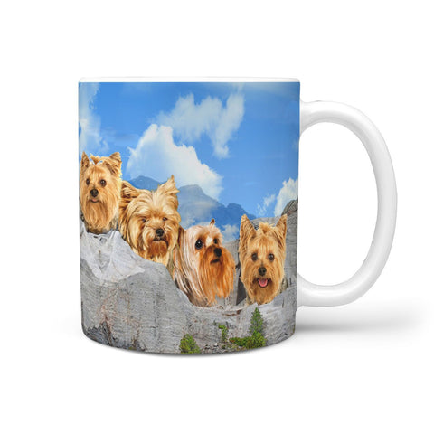 Cute Yorkshire Dog On Mount Rushmore Print 360 Mug