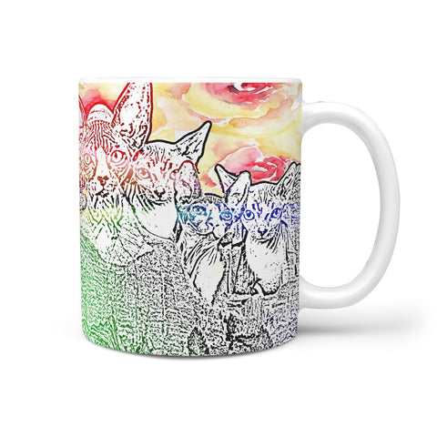 Painted Sphynx Cat Mount Rushmore Print 360 White Mug