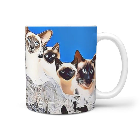 Siamese Cat Mount Rushmore Print 360 White Mug