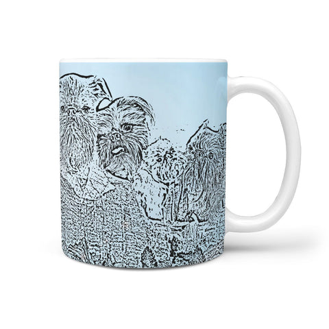 Brussels Griffon Mount Rushmore Print 360 White Mug