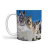 Norwegian Elkhound Mount Rushmore Print 360 White Mug