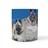 Norwegian Elkhound Mount Rushmore Print 360 White Mug