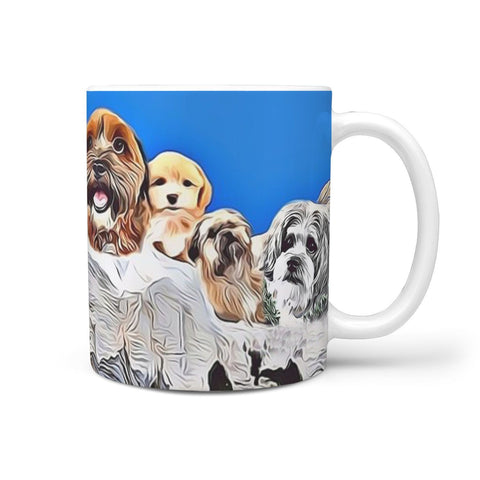 Shih Poo Dog Mount Rushmore Print 360 White Mug