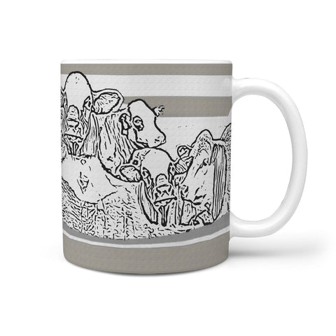 Simmental Cattle (Cow) Mount Rushmore Print 360 White Mug