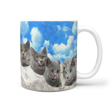 Russian Blue Cat Art Mount Rushmore Print 360 Mug