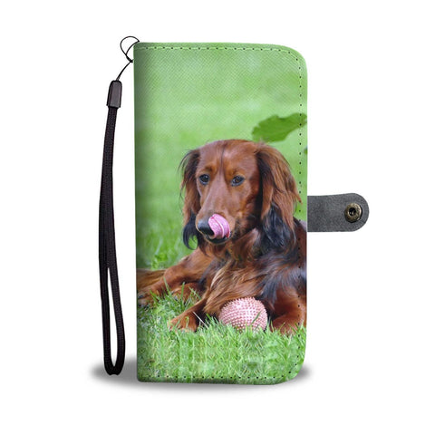 Cute Dachshund Dog Print Wallet Case-Free Shipping