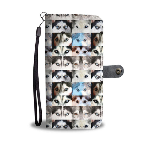 Siberian Husky Dog Eyes Pattern Print Wallet Case-Free Shipping