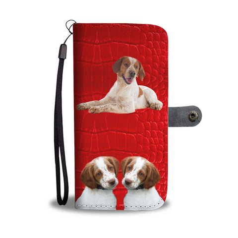 Brittany dog On Red Print Wallet Case-Free Shipping