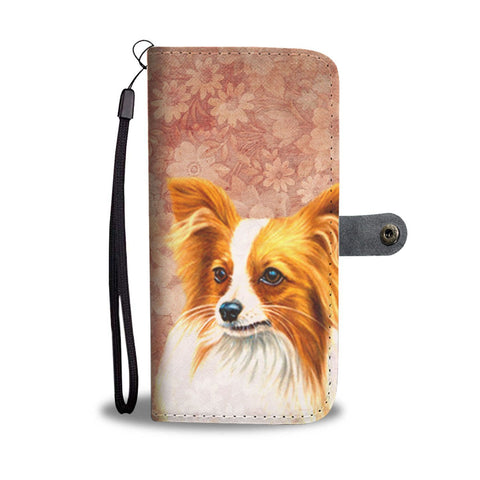 Cute Papillon Dog Print Wallet Case-Free Shipping