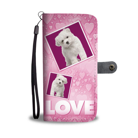 Maltese Dog with Love Print Wallet Case-Free Shipping