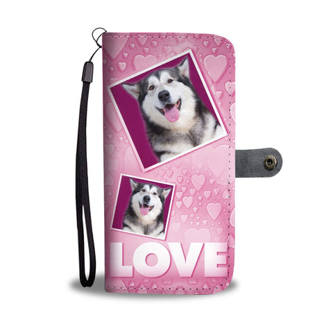 Siberian Husky Dog with Love Print Wallet Case-Free Shipping