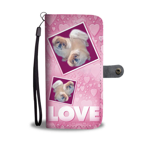 Pekingese Dog with Love Print Wallet Case-Free Shipping