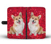 Cardigan Welsh Corgi Dog On Hearts Print Wallet Case-Free Shipping