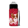 Papillon Dog On Red Hearts Print Wallet Case-Free Shipping