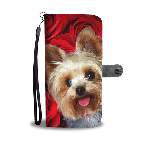 Yorkshire Terrier On Red Print Wallet Case- Free Shipping