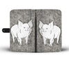 Cute Middle White Pig Print Wallet Case-Free Shipping