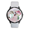 White Exotic Shorthair Cat With Love Rose Print Wrist Watch-Free Shipping