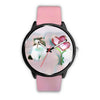 White Exotic Shorthair Cat With Love Rose Print Wrist Watch-Free Shipping