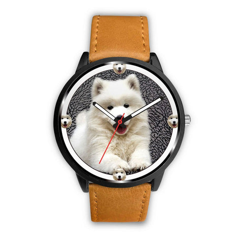 Samoyed Dog On Black Print Wrist watch - Free Shipping