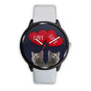 Russian Blue Cat Love Print Wrist Watch-Free Shipping