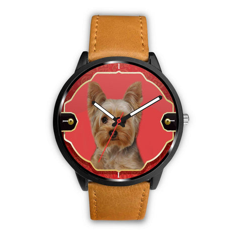 Yorkshire Terrier (Yorkie) Print On Red Wrist Watch-Free Shipping