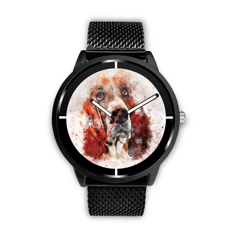 Basset Hound Dog Paint Art Print Wrist Watch - Free Shipping