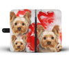 Yorkshire Terrier On Red Heart Print Wallet Case-Free Shipping