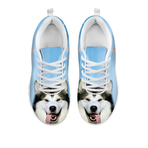 Laughing Alaskan Malamute Print Sneakers For Women- Free Shipping-For 24 Hours Only