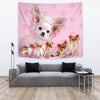 Chihuahua On Pink Print Tapestry-Free Shipping