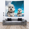 Dandie Dinmont Terrier On Sky Blue Print Tapestry-Free Shipping