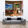 German Shepherd Dog In House Print Tapestry-Free Shipping