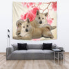 Norwegian Elkhound On Flower Print Tapestry-Free Shipping