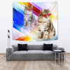 Cute Siberian Cat With Red Glasses Print Tapestry-Free Shipping