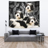 Lovely Polish Lowland Sheepdog On Black Print Tapestry-Free Shipping