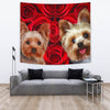 Yorkshire Terrier On Red Print Tapestry-Free Shipping