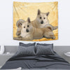 Norwegian Elkhound On Yellow Print Tapestry-Free Shipping