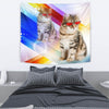 Cute Siberian Cat With Red Glasses Print Tapestry-Free Shipping
