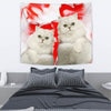 Cute Persian Cat On Red Print Tapestry-Free Shipping