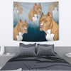Pit Bull Terrier On Blue Print Tapestry-Free Shipping