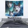 Siberian Husky On Ocean Print Tapestry-Free Shipping
