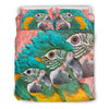 Blue Threaded Macaw Parrot Print Bedding Set-Free Shipping