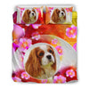 Cute Cavalier King Charles Spaniel Dog Floral Print Bedding Sets-Free Shipping